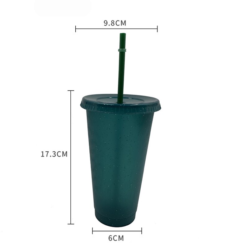 Stro Cup Lovertjes Glitter Cup Kleurrijke Koffie Sap Stro Mok Eenvoudige Plastic Bodem Outdoor Draagbare Cup: plastic green