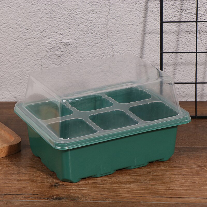 Kwekerijpotten, plantenbak, kweekbak met koepel en bodem, tuinkweekkast, tuinbenodigdheden, 6/12 plastic