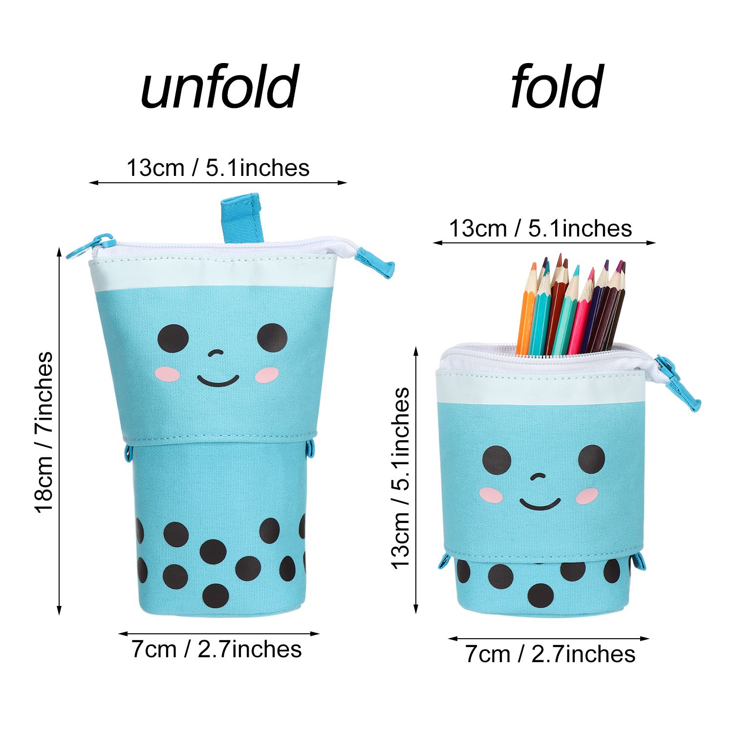 1Pc Cute Retractable Pencil Case Boba Milk Tea Pen Pencil Stationery Case Multi-function Pencil Holder Organizer Pink