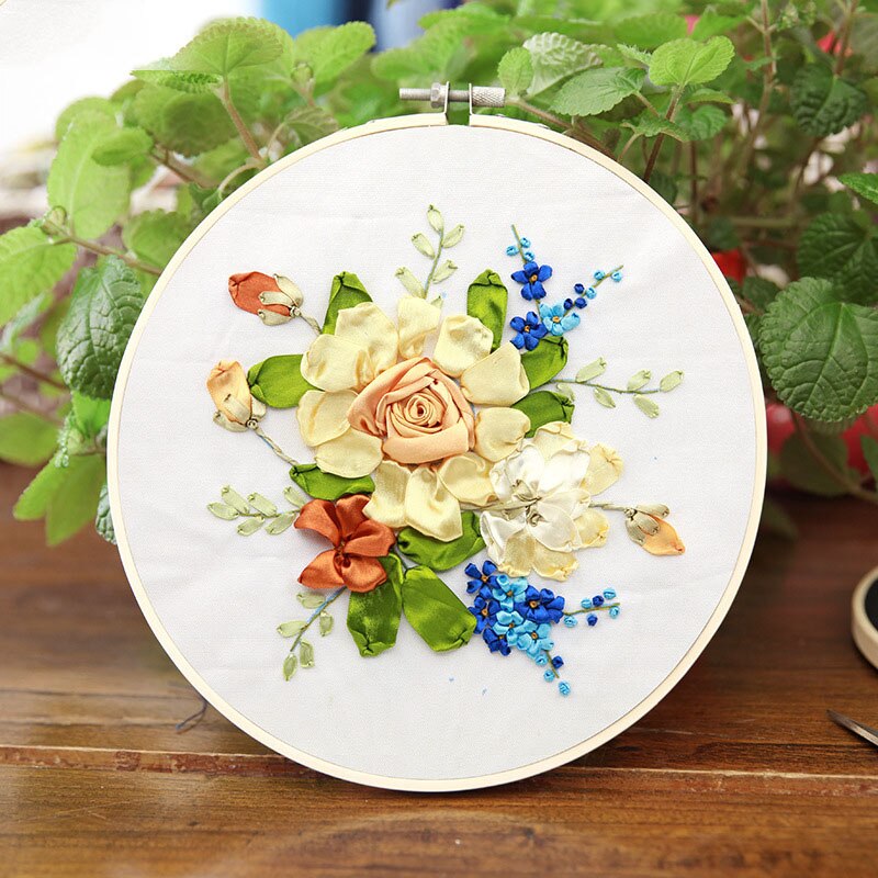 Ribbon Flower Embroidery Kit for Beginner Handwork Needlework Cross Stitch Set Swing Art Handmade Craft Wall Painting Home Decor: 2