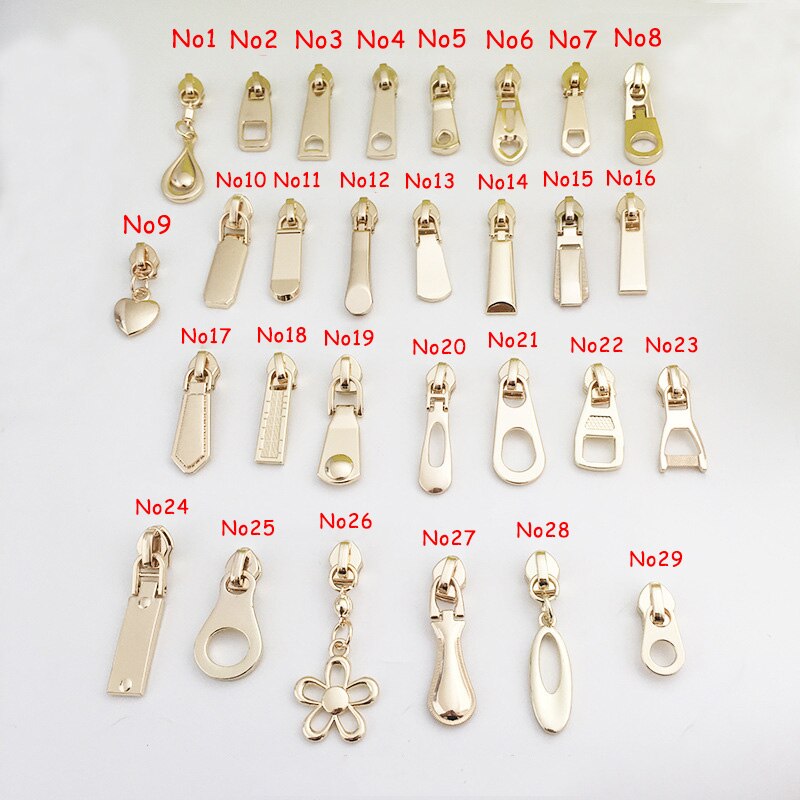 5 pièces 5 # fermeture métallique pour fermetures à glissière en Nylon sac vêtements Zipps tête tire Zip Kits de réparation bricolage accessoires de couture
