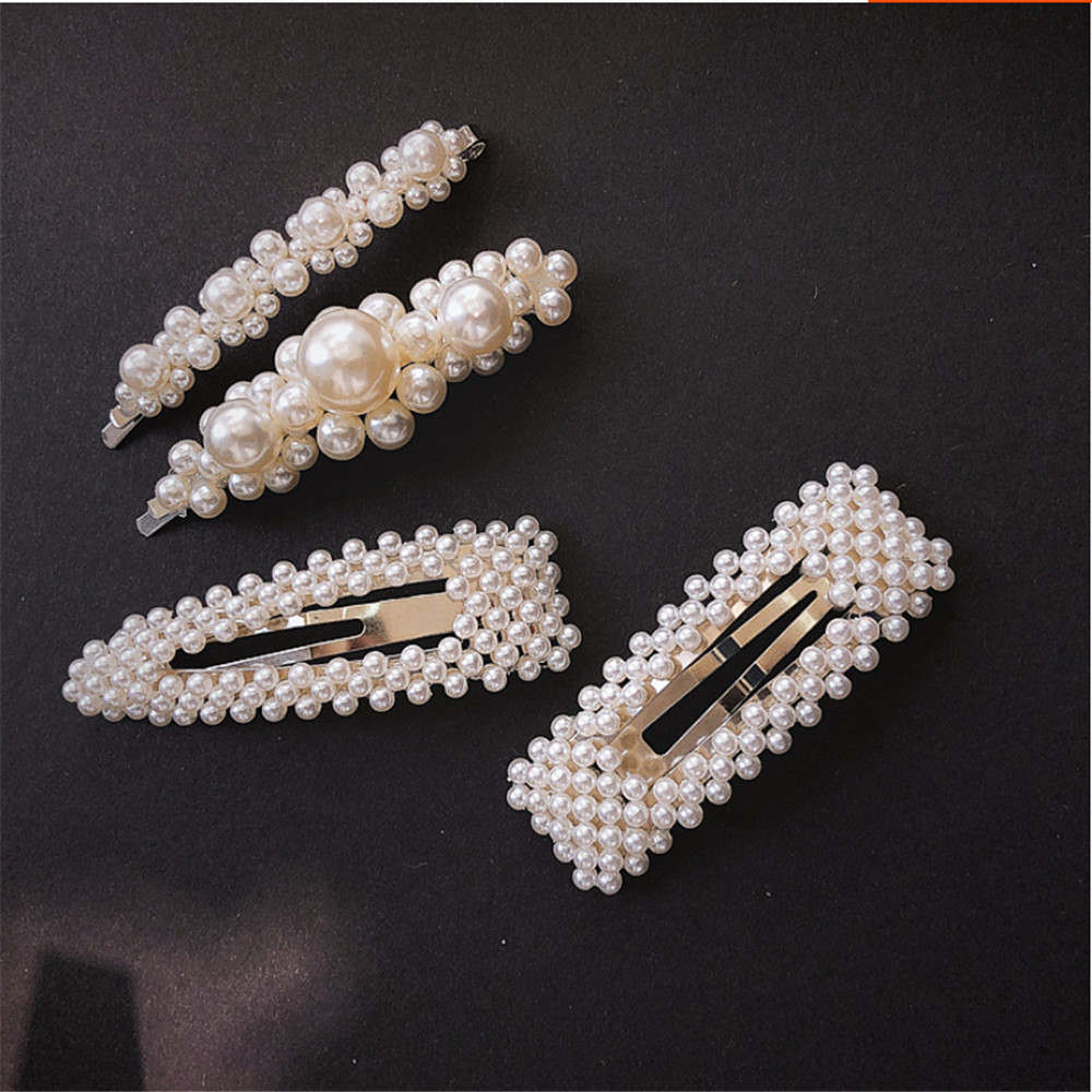 Women Full Pearl Hair Clips Snap Barrette Stick Hairpins Hair Styling Tools Hair Accessories Hairgrip