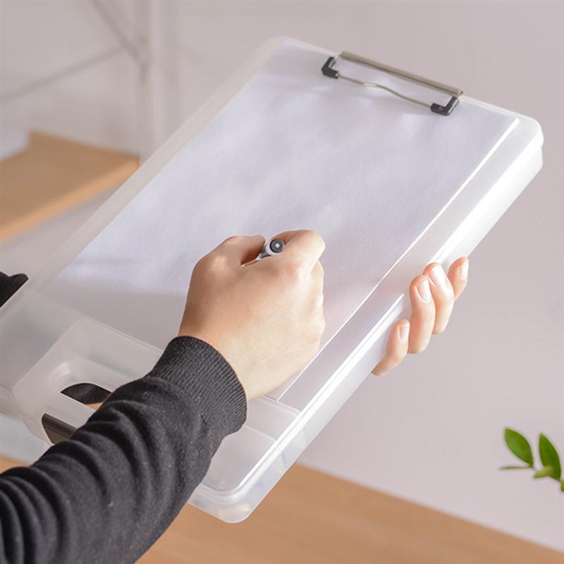 Portable Clipboard Storage Box Multifunction File Folder Openable Paper Storage Organizer Case Clip Board Writing Pad File Box