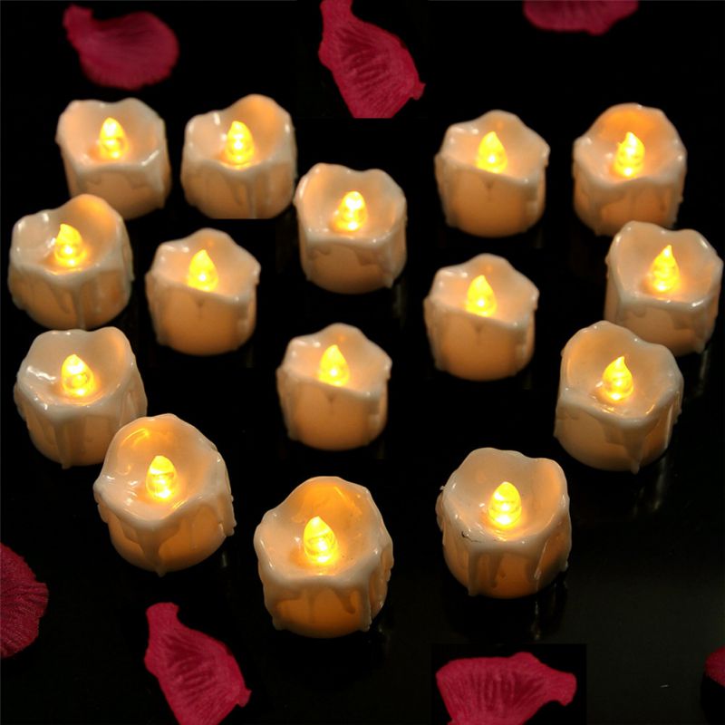 Batterie Betrieben Timer Kerzen 12 Packungen LED Flammenlose Votiv Tee Lichter Kerze Für Hochzeit Heimat Dekorationen