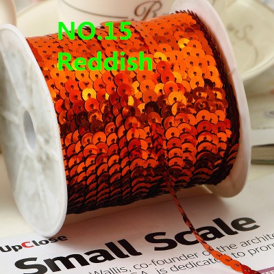 100 Yards 6mm Platte Ronde Pailletten Lint Naaien onTrim, Spangle Pailetten Strings in Roll Voor Ambachten, Vrouwen Doek Accessoires: Reddish