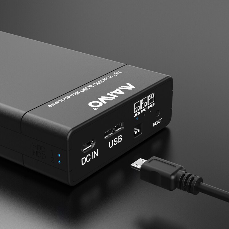 Maiwo  k25682 2 bukter harddiskboks med 2.5 tommers sata/hdd/usb-kabinett