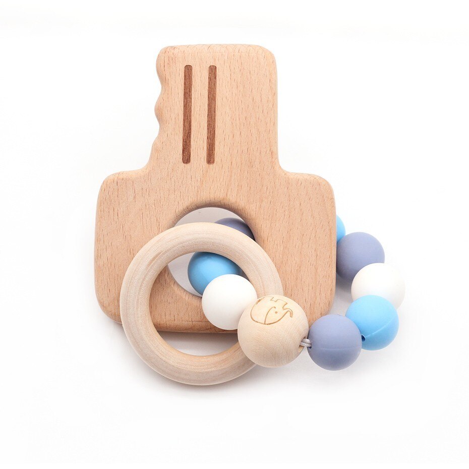 bambino di Cura Braccialetto di Legno Massaggiagengive Perline in silicone Dentizione Braccialetti di Cura di Legno di Legno Sconcerta Passeggino Giocattoli Del bambino Teether Giocattoli Regalo: 05