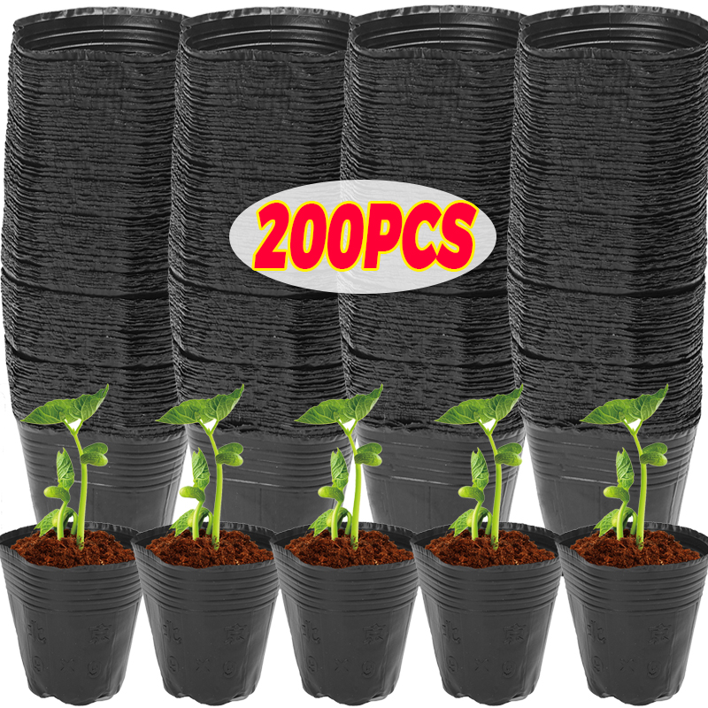50/200 Uds. Macetas de plántulas negras para vivero, taza de cultivo de inicio de semillas, contenedor de plantas y flores, caja de verduras para jardín, herramientas de jardinería para el hogar