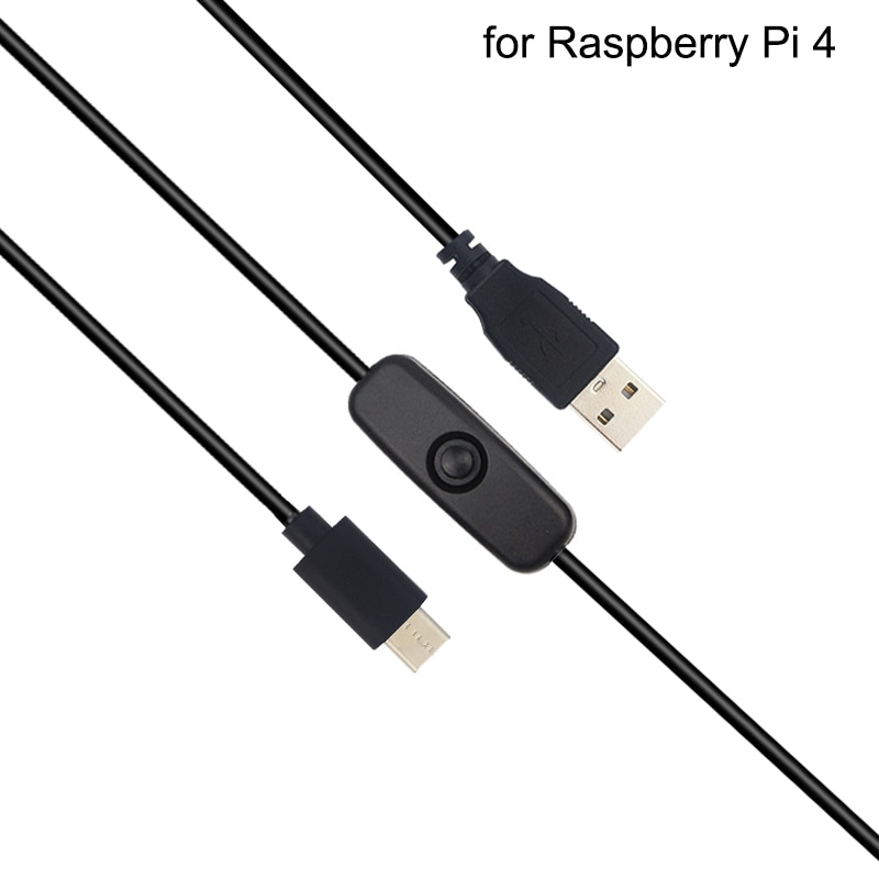 3a raspberry  pi 4 strømkabel 1m switch usb type c ladekabel med tænd/sluk knap til android telefon raspberry  pi 4