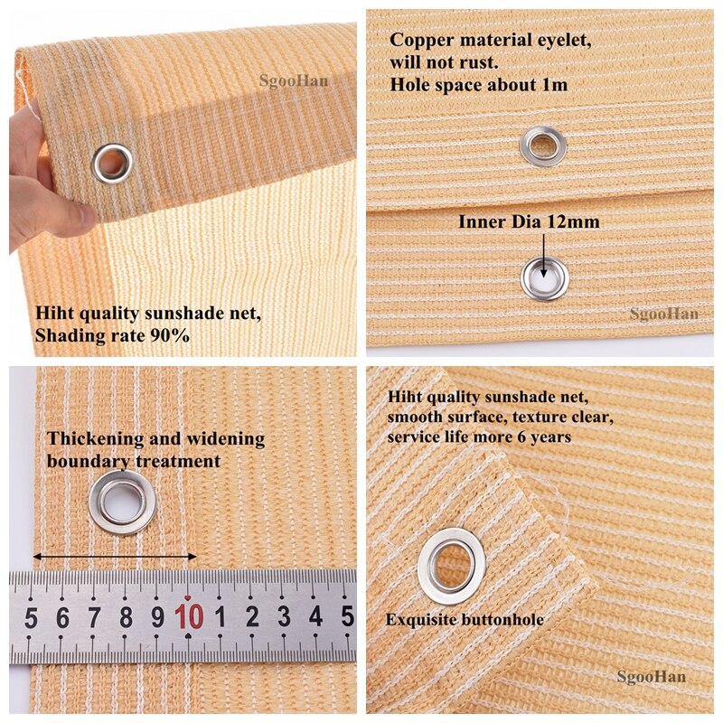 SgooHan 1x1.5m anty-uv HDPE siatka zacieniająca markiza zewnętrzna schronienie siatka zacieniająca sukulenta pokrywa żagiel przeciwsłoneczny balkon siatka asekuracyjna