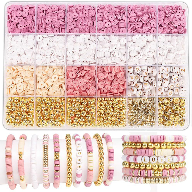Kit de fabrication de bracelets en perles d'argile, Style bricolage, Kit de perles d'amitié avec lettres dorées pour la fabrication de bijoux, d'anniversaire pour femmes et adolescentes: Plaqué bronze antique
