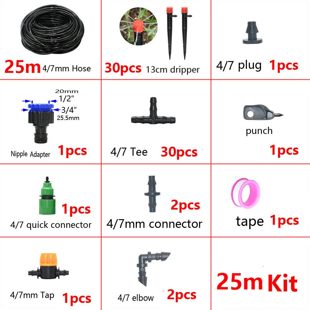 5-50M Automatic Garden Watering System DIY Timer Water Drip Irrigation System Plant Watering Kit Red Drippers Set: Navy Blue