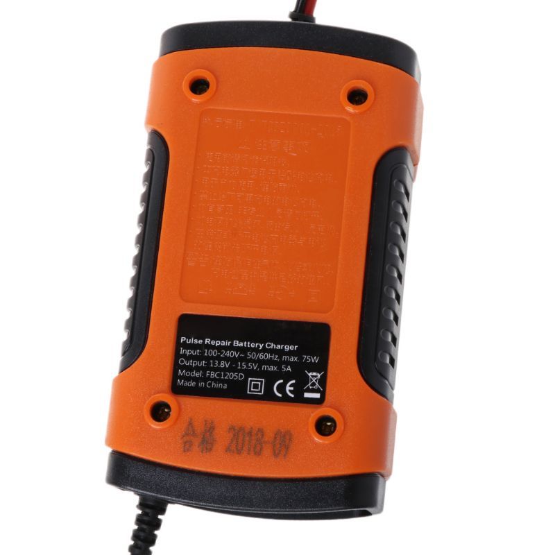 12V 5A Pulse Repair LCD Battery Charger Red For Car Motorcycle EU/ US Plug
