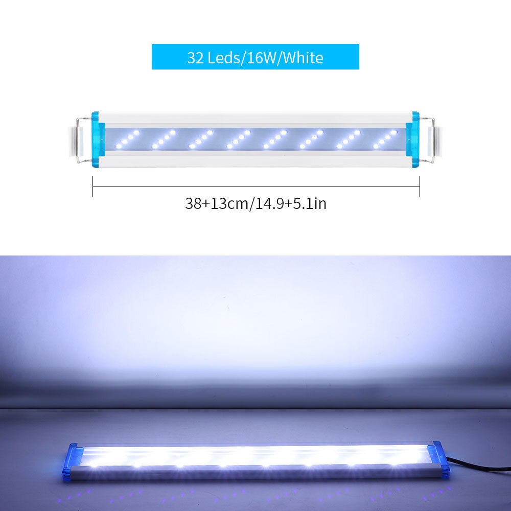 Super Slim Thin Aquarium Lamp LED Lighting Blue White Light Lamp Aquatic Landscape Lamp Fish Tank Bracket Plant: SZD-B40WW