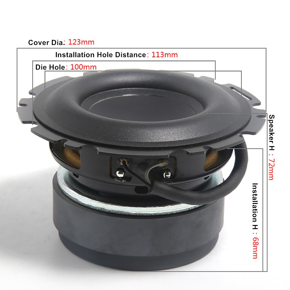 4.5Inch Mid-Bass Grote Rubberen Luidspreker Composiet Aluminium Wastafel Speaker 4ohm 50W Full-Range Onklopbare Diy home Theater Hoorn