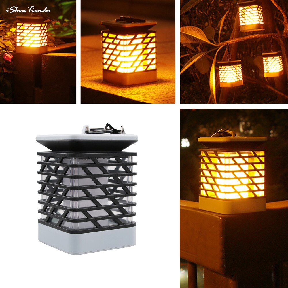 Solar flamma gräsmatta lampa led eld ljus realistisk vattentät lampa utomhus trädgård eld lampa ljus festival lykta