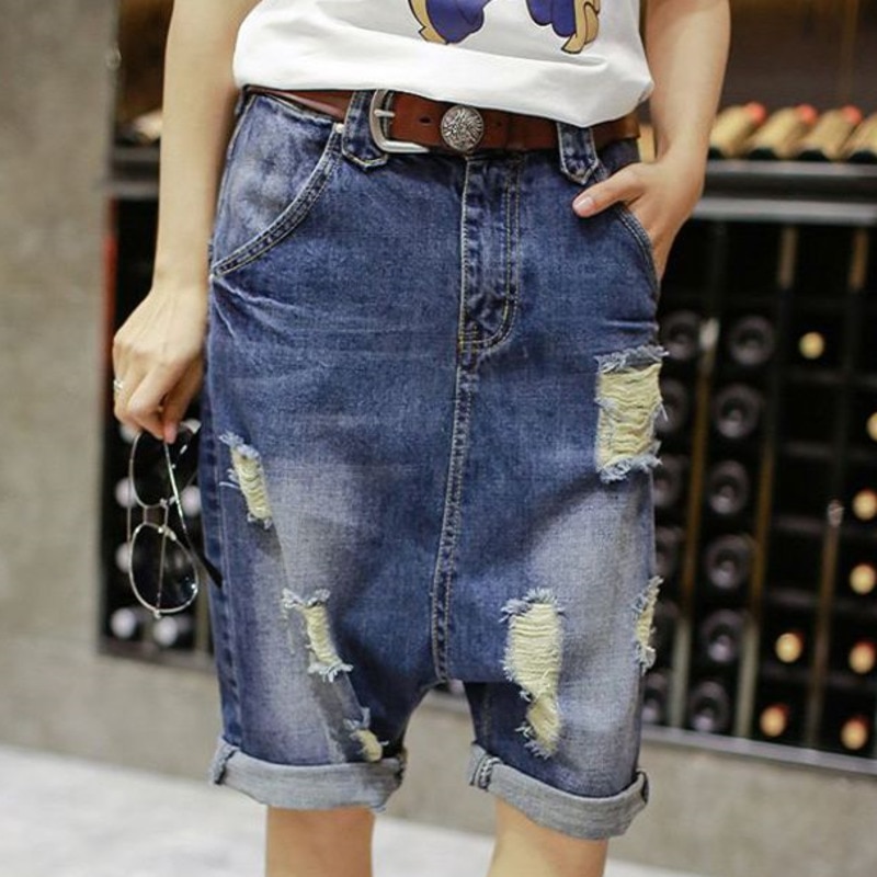 Pantaloni incrociati in Denim da donna moda – Grandado