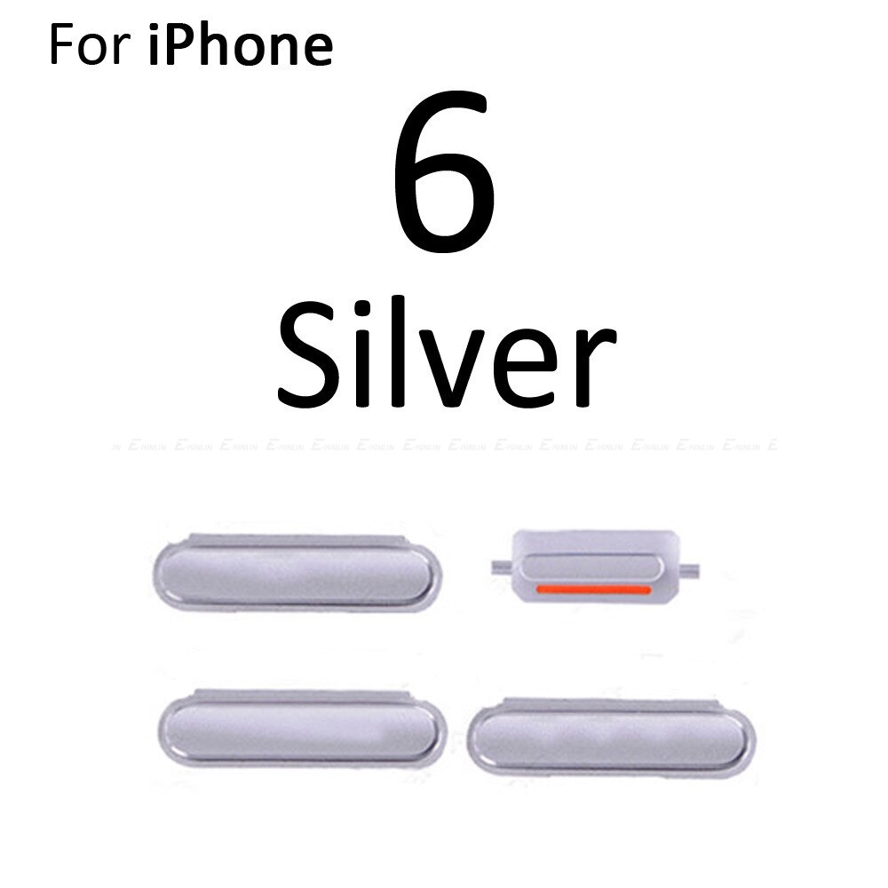 Gran venta botón lateral 4 en 1 para iPhone 6 6S Plus interruptor de volumen de bloqueo de encendido y apagado Botón de tecla silenciosa conjunto completo: For iPhone 6 Silver