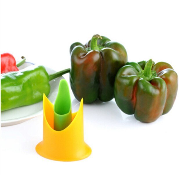 Descorazonador de pimientos y guindillas verde multifunción, dispositivo de plástico, cortador de frutas y verduras, 2 unidades por juego, OK 0235