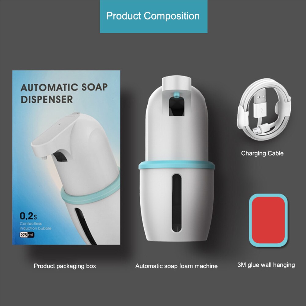 Automatic Induction Foam Soap Dispenser 275ML Intelligent Touchless Sensor Foam Dispenser Soap Dispenser Auto
