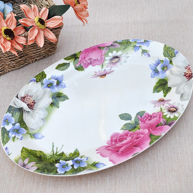 Porcelain &amp; Ceramic Dinner Plate Round 8 Inches Wedding Kitchen Tableware Steak &amp; Cake Dessert Dishes Rose Dish