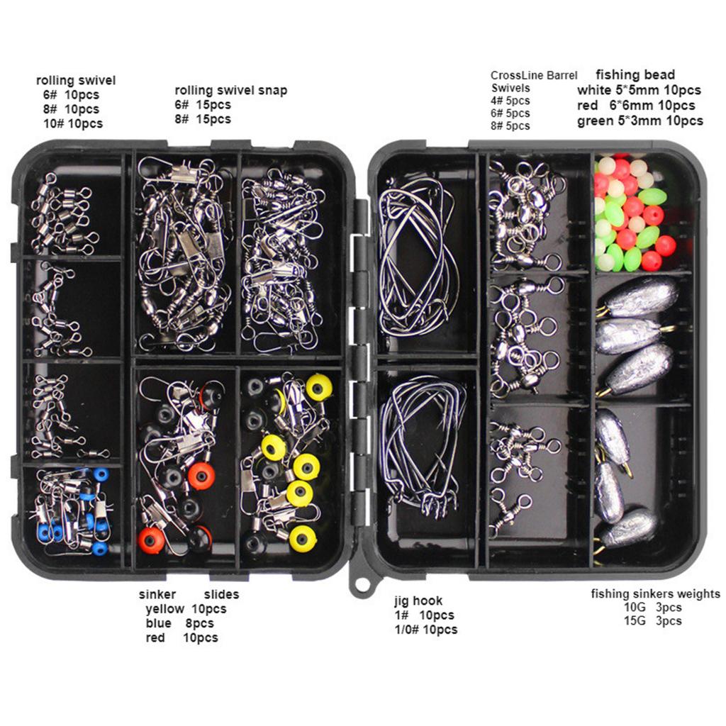 160/187pcs Fishing Accessories Kit Jig Hooks Fishing Equipment Accessories Set for Freshwater Saltwater with Tackle Box