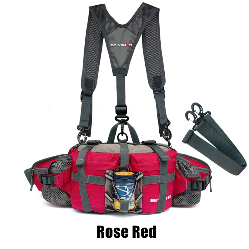 Marsupio sportivo da esterno uomo donna campeggio escursionismo borsa a tracolla da viaggio zaino impermeabile marsupio da pesca: rosa rosso