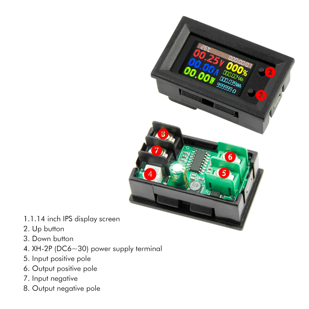 DC 0-200V 20A Voltmeter Ammeter KWS Power Energy Meter LED Digital DC Wattmeter Meter 9-in-1 Multi-function Measuring Instrument