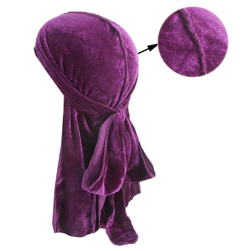 Sombrero de pañuelo de terciopelo para hombre y mujer, turbante transpirable, gorros para quimio, sombrero de pirata, accesorios para el cabello, Unisex,: Purple
