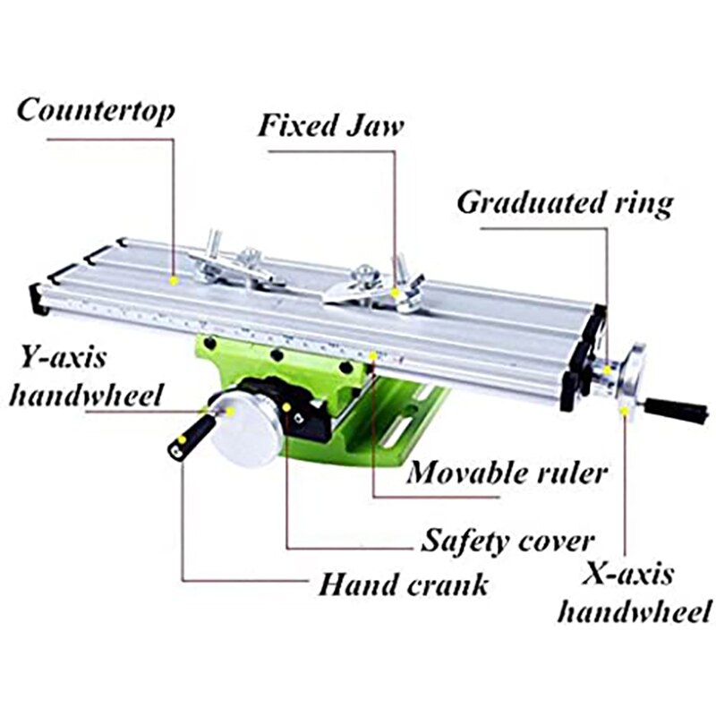 Multi-functional Mini Milling Machine Work Table Vise Portable Compound Bench X-Y 2 Axis Adjustive Cross Slide Table