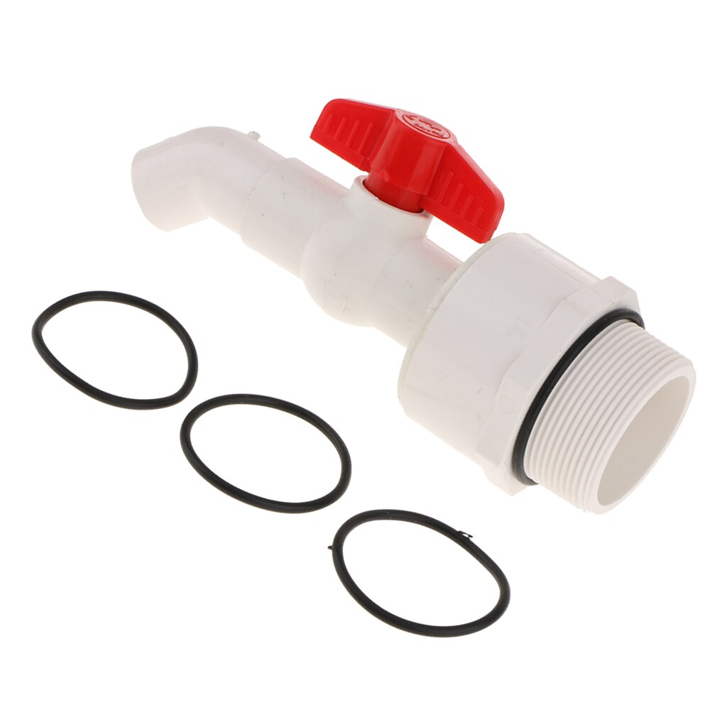 Kunststof vatkraan met pakking voor vaten 2 inch aansluiting 1 inch uitlaat 45 graden