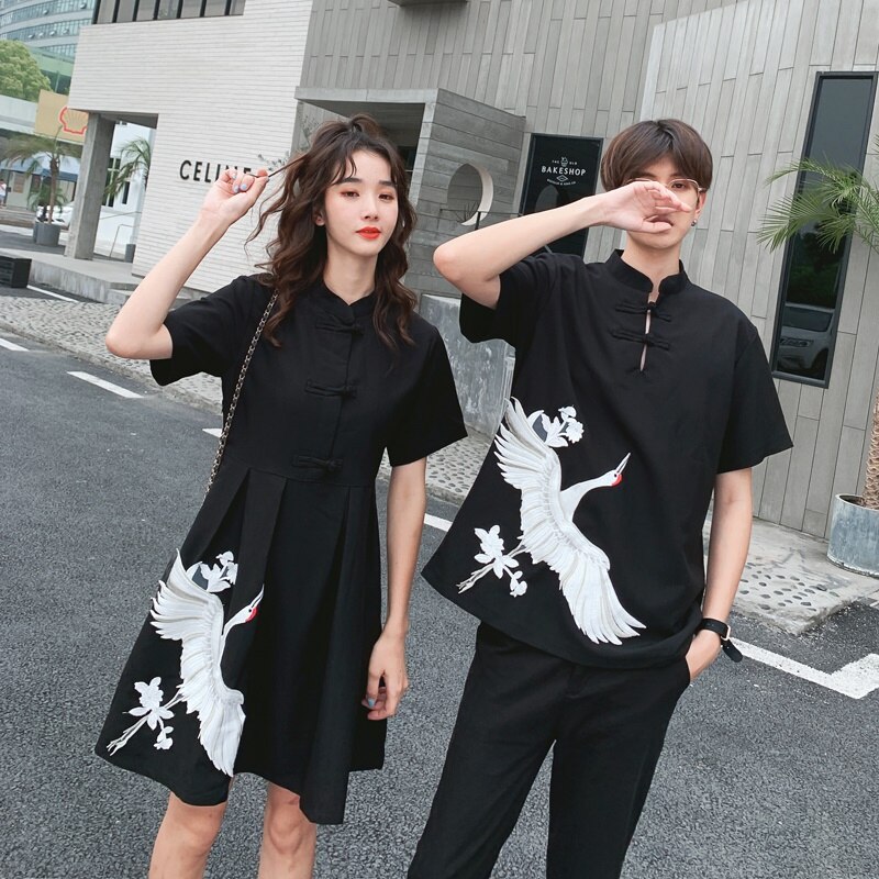 Zomer Traditionele Japanse Kleding Koppels Print Crane Moderne Chinese Cheongsam Qipao Vrouwen Oosterse Japanse Jurken FF2193