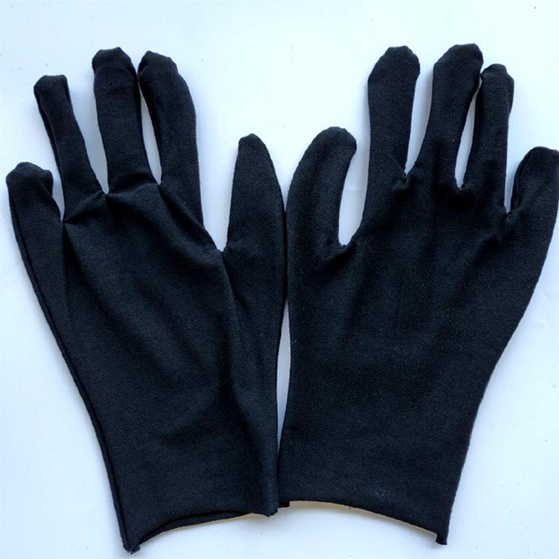 Guantes de algodón negros para protección del trabajo, cómodos guantes de protección para mano, antiestáticos, 12 pares