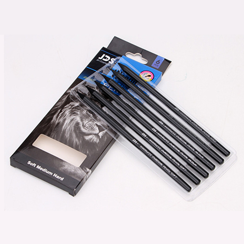 Juego de plumas para dibujo, lápiz de carbón de carbono puro, duro/medio/suave, sin madera, suministros de pintura, 3/6 Uds.