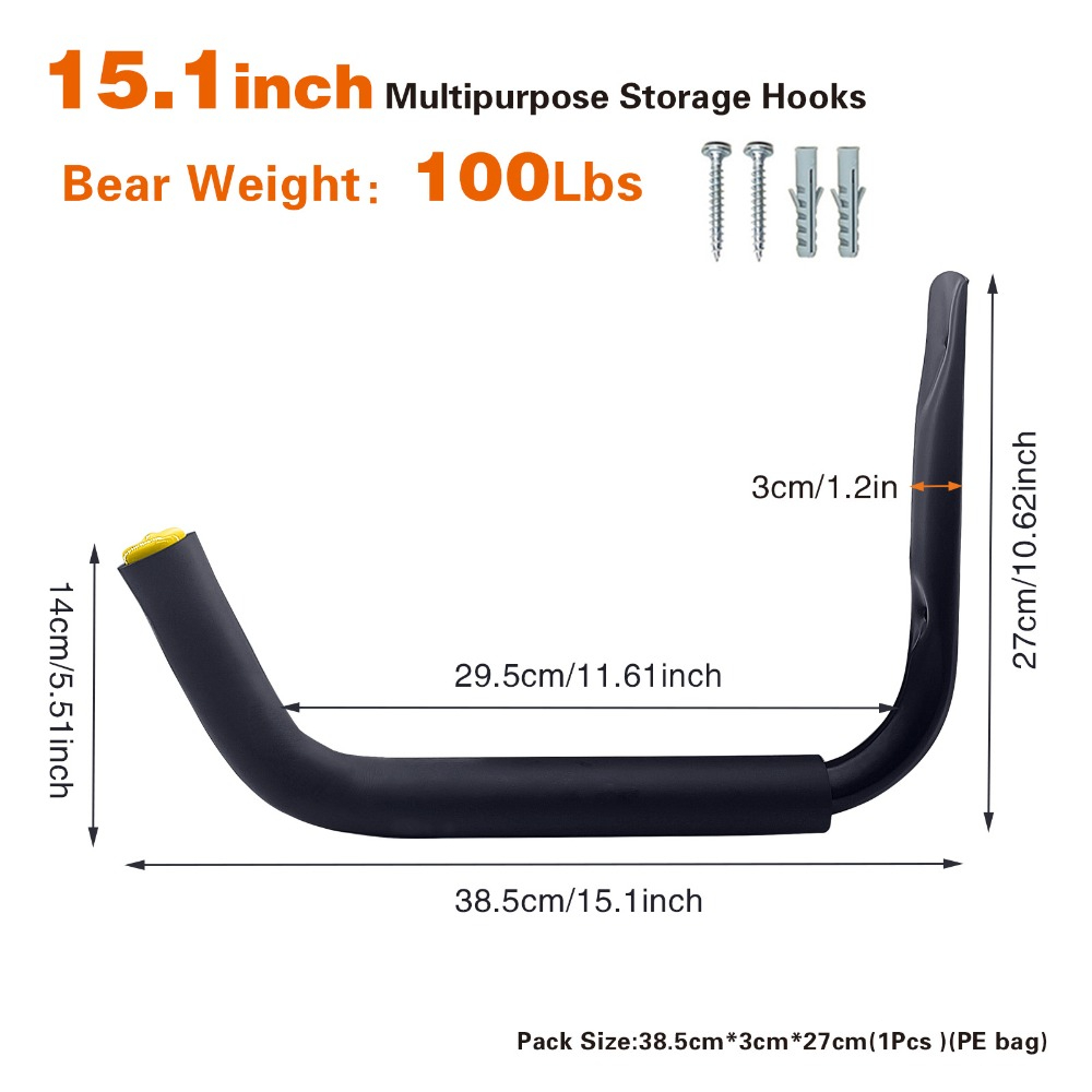 Hanger Tool Heavy Duty Kayak Rack Wall Mounted Multipurpose Kayak Hanger Portable Black Garage Kayak Storage Hook Snowboard