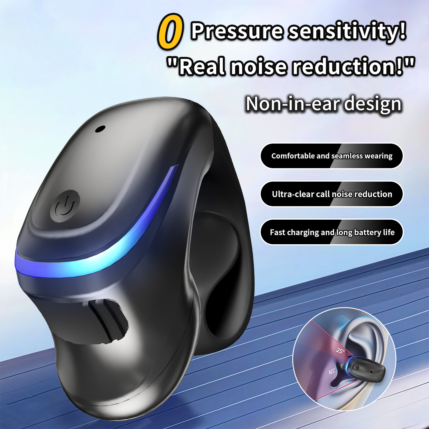 Condução óssea 5.3 fone de ouvido sem fio bluetooth falando clip-on fone de ouvido longo tempo de usar sem dor ultra longa vida útil da bateria