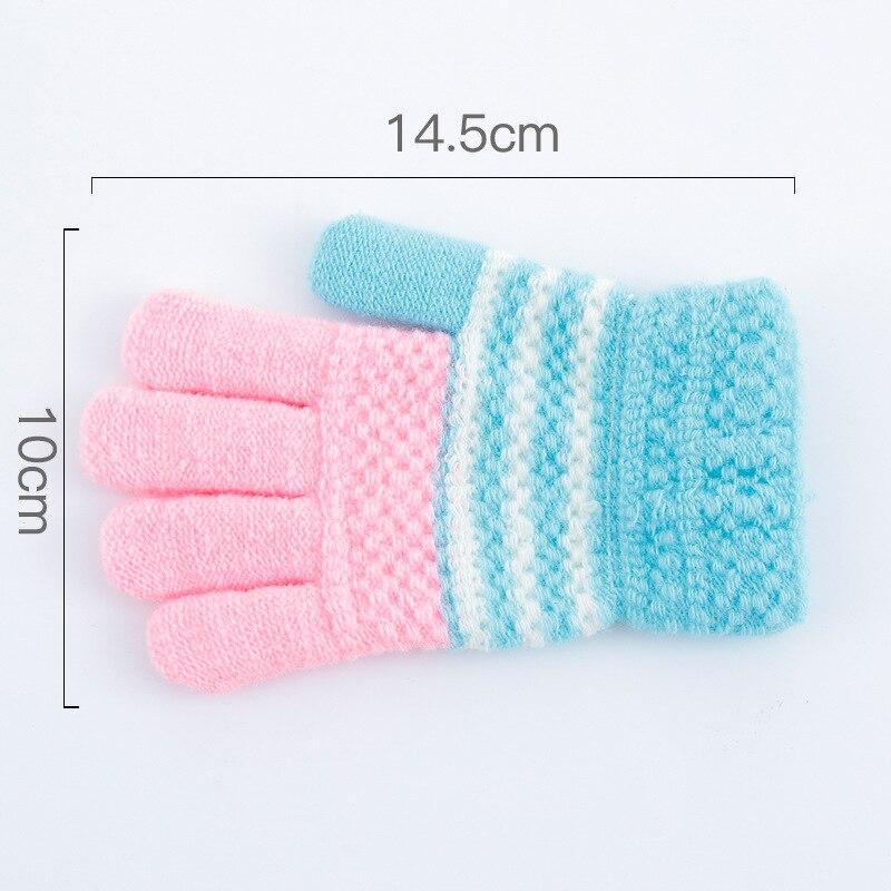 Gants d'hiver chauds et épais pour enfants, mitaines extensibles pour enfants filles et garçons, gants complets en tricot pour les doigts de 7 à 12 ans