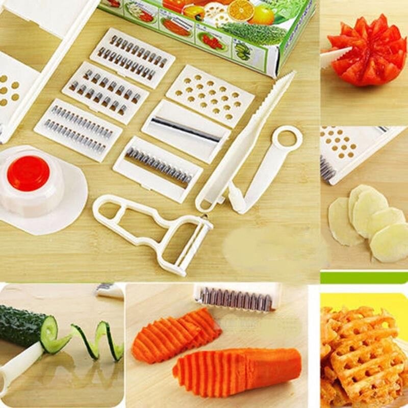 Witte Plastic 11 Delige Set Rasp Hakken Slicer Huishoudelijke Rasp Keuken Accessoires Leven Dagelijkse Huishoudelijke
