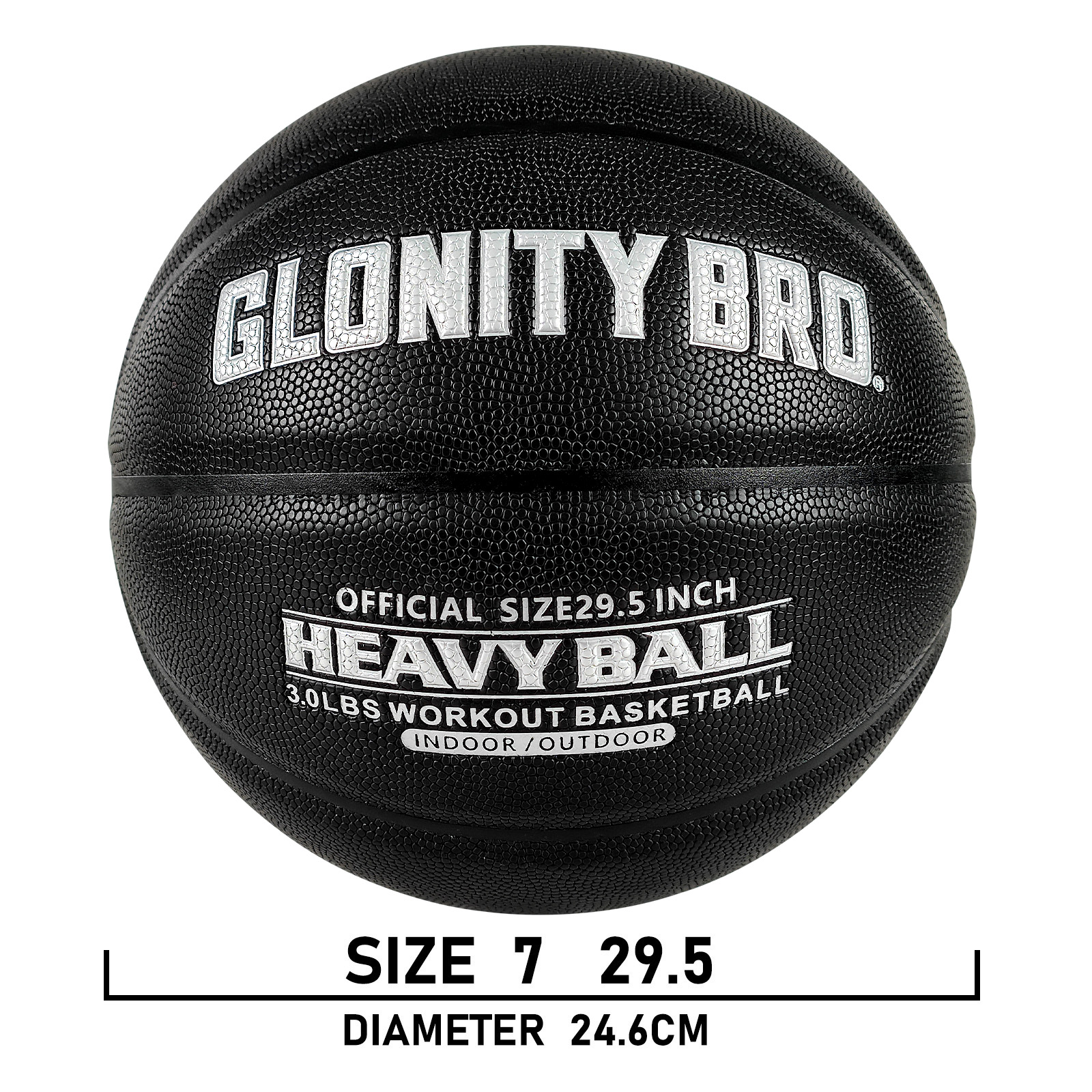 Baloncesto agraciado de 3 libras, tamaño 7, pelota pesada de entrenamiento especial para interiores y exteriores para mejorar la manejo de la pelota, habilidad de paso de goteo: Negro