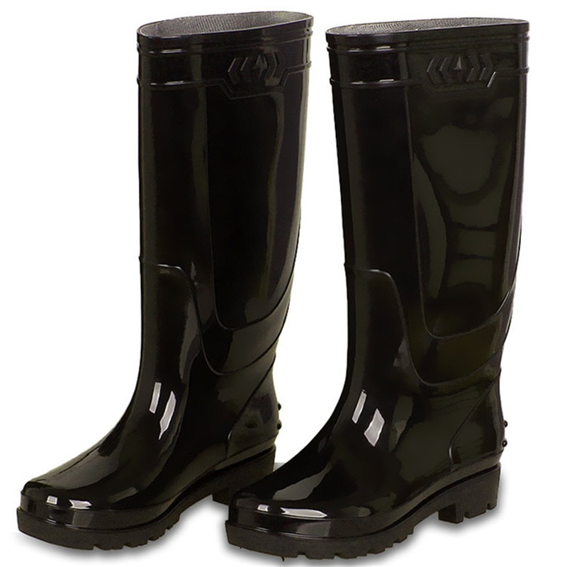 Construction labor insurance long tube rain boots men high boots rain boots waterproof non-slip PVC fishing shoes black