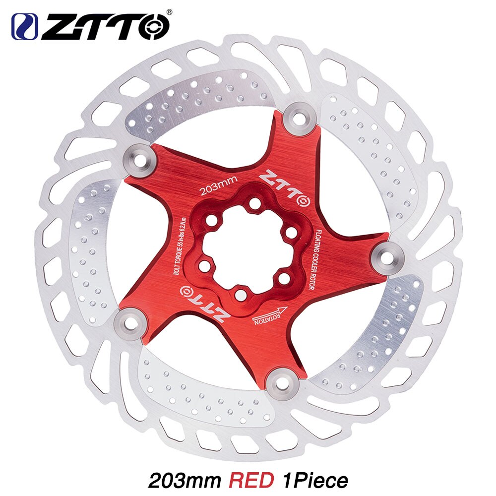 ZTTO-Rotor flotante para frenos de bicicleta, disco de refrigeración y enfriamiento, 203mm, 180mm, 160mm: Cooling 203mm Red