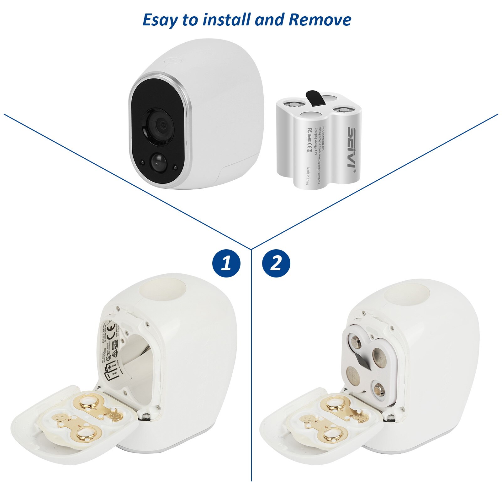 Arlo Oplaadbare Batterij 2 Pack Met Lader Compatibel Met Arlo Wireless Security Camera (VMK3200/VMC3030/VMS3330/3430/3530/)