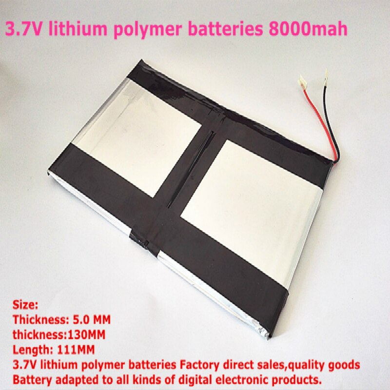 3.7V lithium polymeer batterijen hoge capaciteit 8000mah 9-inch Tablet PC batterij 50130111
