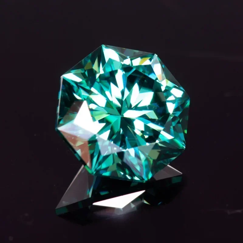 Moissanite stenen achthoek 8 pijlen vorm smaragdgroen natuurlijke kleur Lab Grown edelstenen voor sieraden maken met GRA-certificaat