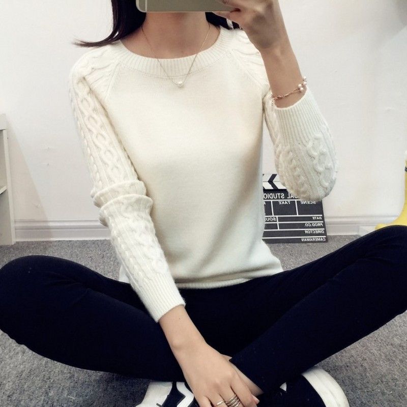 Women Sweaters And Pullovers Autumn Winter Long Sleeve Knitted Sweater Female Black/Pink Jumper Casual Solid Pull Femme