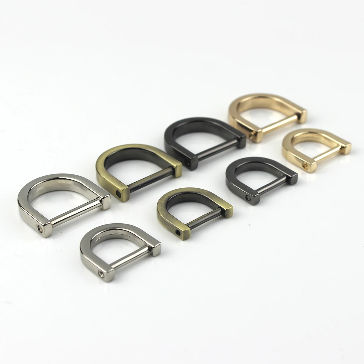 2pcs Metal D Ring Detachable Dee Rins Buckle Removable Shackle Clasp for Leather Craft Bag Strap Parts Pet Collar Accessories