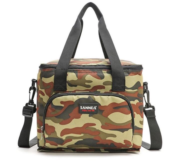 Große mittagessen kühltasche lebensmittel wasserdichte picknick reise lagerung eisbeutel bolsa termica blume armee mittagessen taschen mit schulter gürtel: Armee