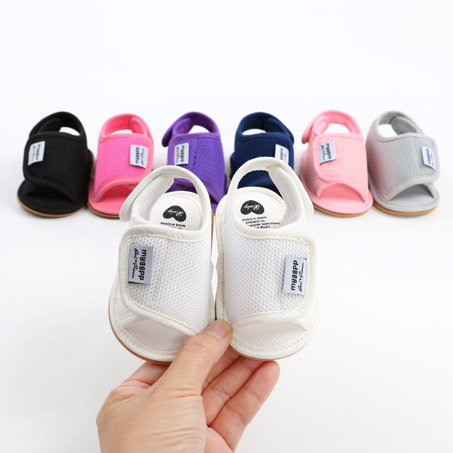 Sandales pour -né garçon et fille, chaussures d'été pour les premiers pas des enfants, semelles plates et souples, antidérapantes, pour les tout-petits de 0 à 18 mois