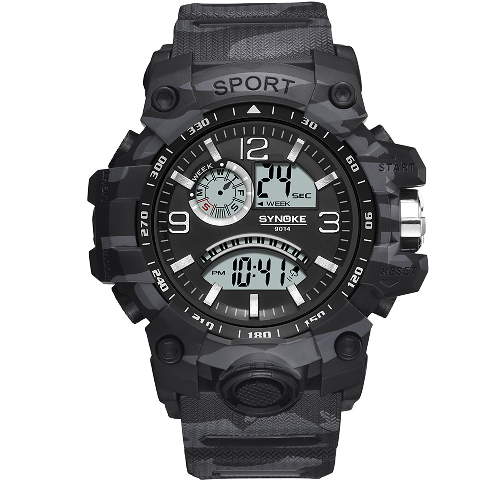 Mannen Elektronische Sport Horloge Multifunctionele Outdoor Sport Horloge Met Groot Scherm Sport Horloges: A