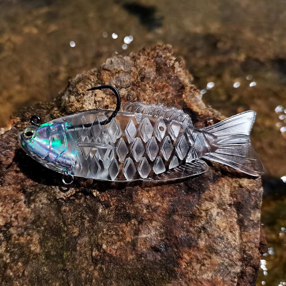 THETIME NAUGHTY Soft Shad Bait 21g Ultrasoft Multisection Silicone Jig Head Lure Dark Sleeper Swimbait for Bass Fishing